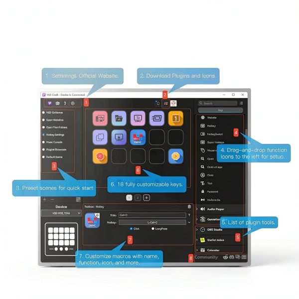 VSD M18 Streaming Deck with 18 Programmable Keys Macro Keypad-7