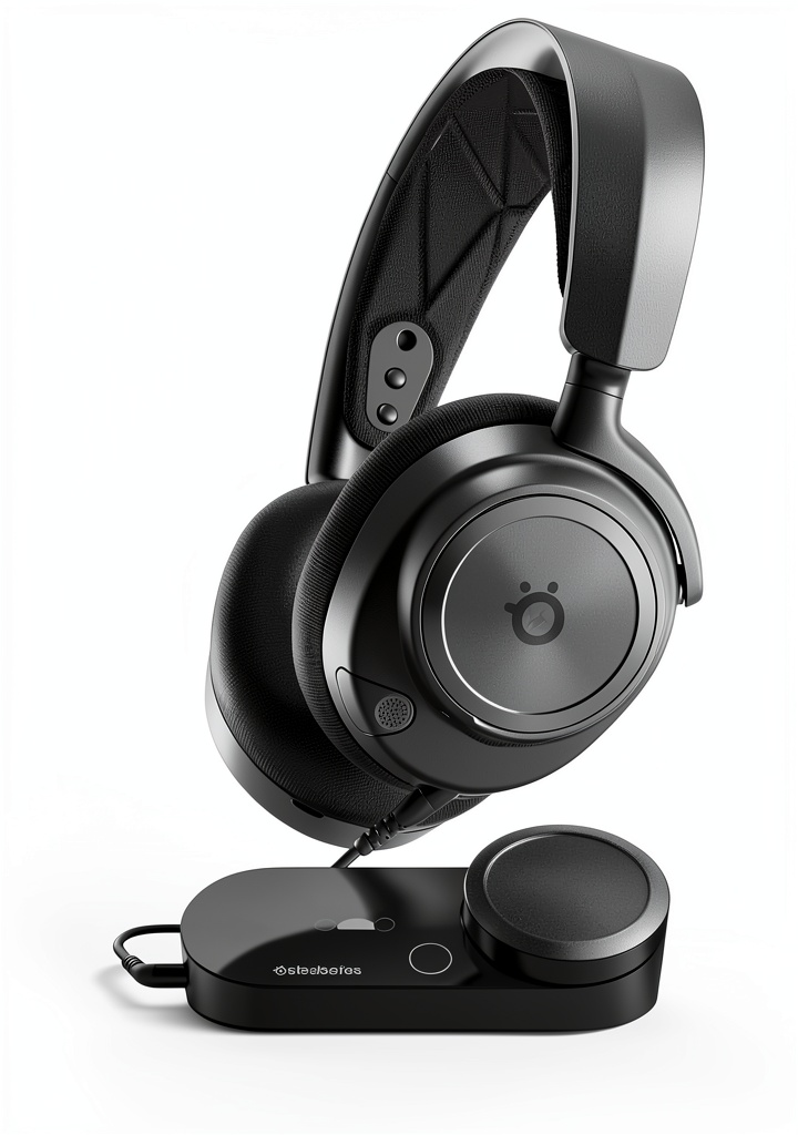 Installing SteelSeries Arctis Nova Pro Wired Gaming Headset Nova Pro Xbox on a wooden desk