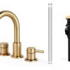 Bathroom Faucet IUERASD 8" Widespread Gold Pop-Up Drain-5