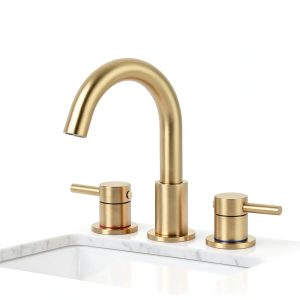 Bathroom Faucet IUERASD 8" Widespread Gold Pop-Up Drain-0