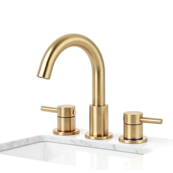 Bathroom Faucet IUERASD 8" Widespread Gold Pop-Up Drain-0