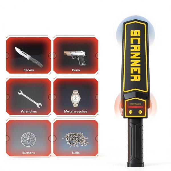 Rechargeable Handheld Metal Detector Wand, High Sensitivity Security Wand Metal Detector,Portable Nail Finder Scanner Woodworking Metal Detector Wand for Logs Weapons Sound Vibration Alert Detects-4