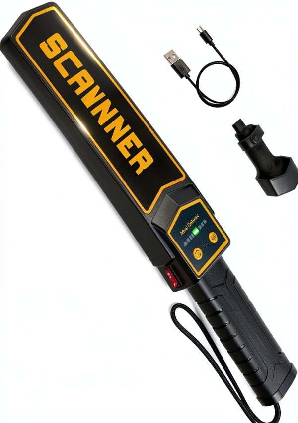 Rechargeable Handheld Metal Detector Wand, High Sensitivity Security Wand Metal Detector,Portable Nail Finder Scanner Woodworking Metal Detector Wand for Logs Weapons Sound Vibration Alert Detects-0