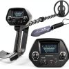 Metal Detector for Adults & Kids, Lightweight Childrens Metal Detector with Shovel,8 Inch Waterproof Adjustable 31.5" to 41.5" Gold Detector for Beach Backyard Search for Treasure (Black)-0